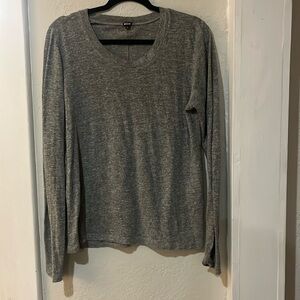 Monrow Textured Tri-Blend Fitted Long Sleeve Crew